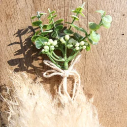 BOUQUET D'EUCALYPTUS VERT ET BLANC 14CM