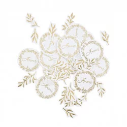 CONFETTIS X100 JOLIS BRINS BLANCS ET OR