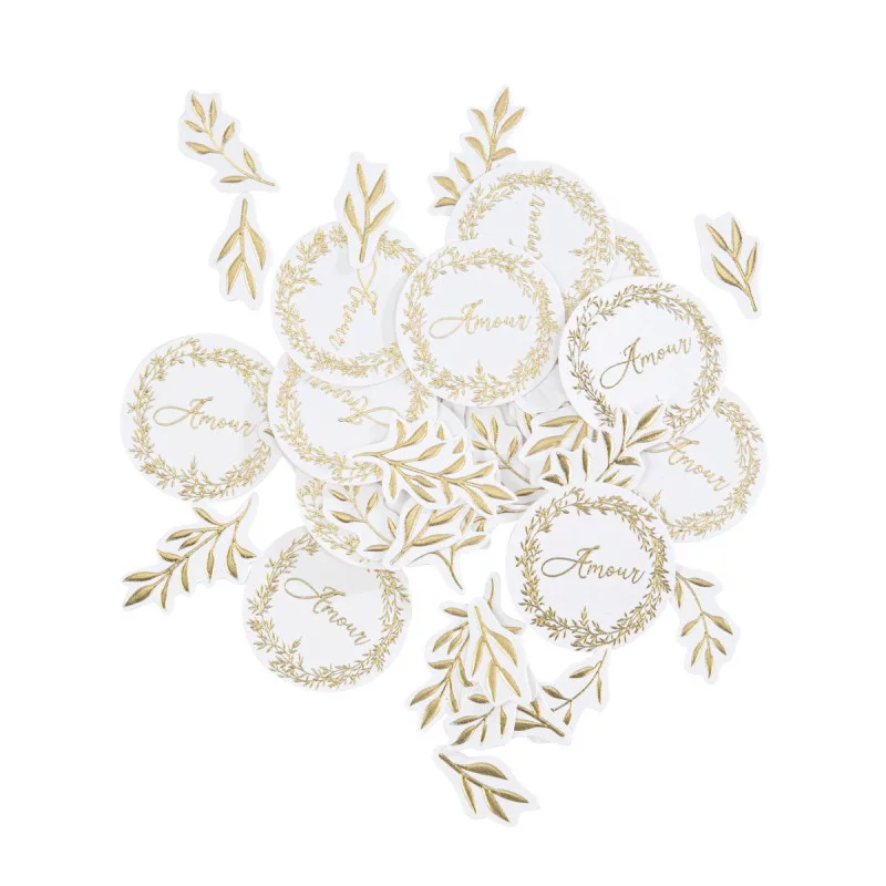 CONFETTIS X100 JOLIS BRINS BLANCS ET OR