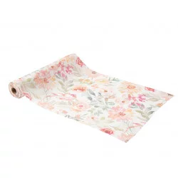 CHEMIN TABLE DAHLIA MOUSSELINE BLANC ET