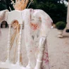 CHEMIN TABLE DAHLIA MOUSSELINE BLANC ET