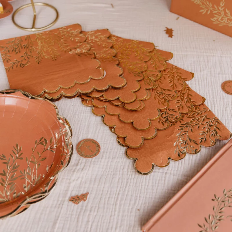 SERVIETTES X16 JOLIS BRINS TERRACOTTA ET