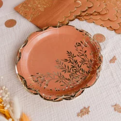 ASSIETTES X8 JOLIS BRINS TERRACOTTA ET O