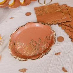ASSIETTES X8 JOLIS BRINS TERRACOTTA ET O