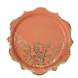 ASSIETTES X8 JOLIS BRINS TERRACOTTA ET O