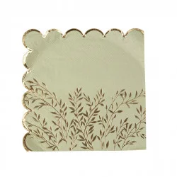 SERVIETTES X16 JOLIS BRINS VERT SAUGE ET