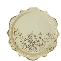 ASSIETTES X8 JOLIS BRINS VERT SAUGE ET O