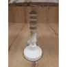 LAMPE EN BOIS BLANCHE ABAT JOUR GRIS ASPECT LIN H38xD22cm LAMPE EN BOIS BLANCHE ABAT JOUR GRIS ASPECT LIN H38xD22cm