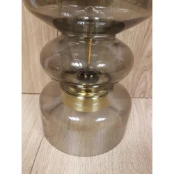 PHOTOPHORE LED VERRE GRIS D13xH29cm