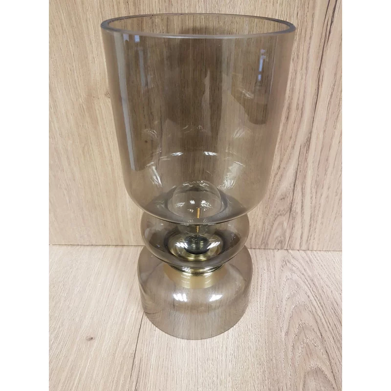 PHOTOPHORE LED VERRE GRIS D13xH29cm