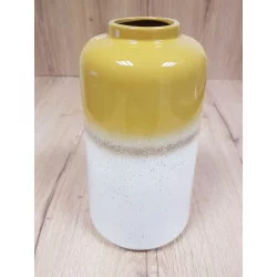 VASE ABSTRACT JAUNE BLANC D17xH30cm