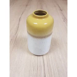 VASE ABSTRACT JAUNE BLANC D11xH17cm