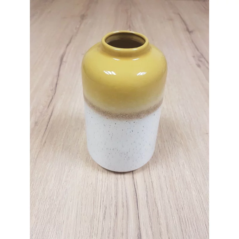 VASE ABSTRACT JAUNE BLANC D11xH17cm