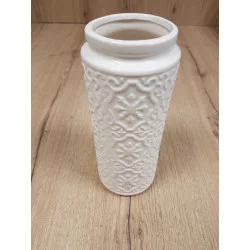 VASE CÉRAMIQUE CRÈME GRAVÉ D10xH24cm