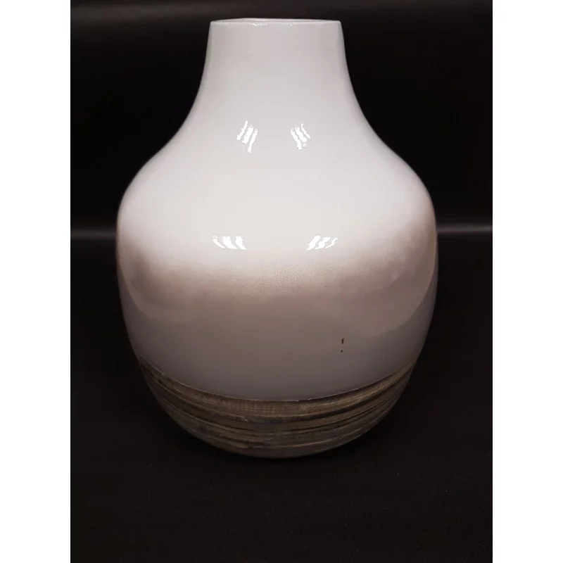 VASE BAMBOU FINITION LAQUÉ TRICOLORE D25xH30cm