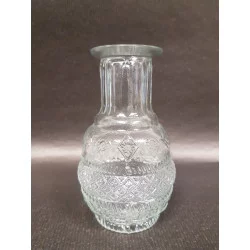 VASE GRAVURE ANCIENNE VERRE ROND D7,5xH13cm