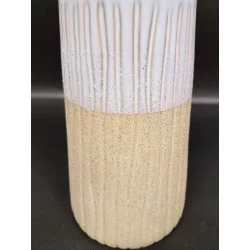 VASE BLANC BEIGE NATUREL ÉMAILLÉE D13xH27.5cm