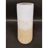 VASE BLANC BEIGE NATUREL ÉMAILLÉE D13xH27.5cm
