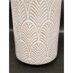 VASE CRÈME MOTIF FLEURS H31xD13cm
