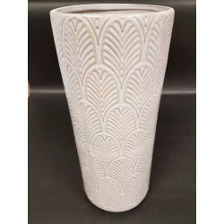 VASE CRÈME MOTIF FLEURS H31xD13cm