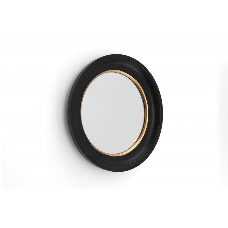 MIROIR BOIS NOIR & OR D27CM