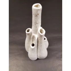 VASE DÉCORATIF BLANC ET ÉCRU D13xH29cm
