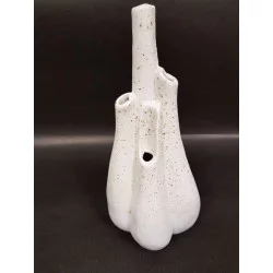 VASE DÉCORATIF BLANC ET ÉCRU D13xH29cm