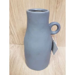 VASE GRIS MAT AVEC ANSE H20xD10.5cm