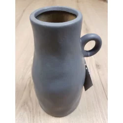 VASE GRIS MAT AVEC ANSE H20xD10.5cm