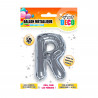 BALLON METAL "R" ARGENT H35CM