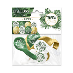 BALLONS ANNIVERSAIRE TROPICAL X8