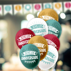 BALLONS ANNIVERSAIRE MIXTE X8