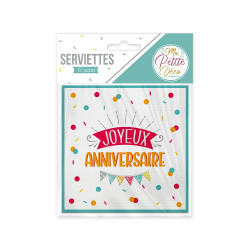 SERVIETTES ANNIVERSAIRE MIXTE X12