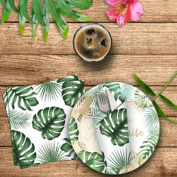 SERVIETTES ANNIVERSAIRE TROPICAL X12