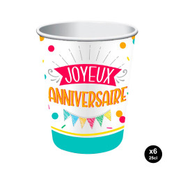 GOBELETS ANNIVERSAIRE MIXTE X6