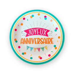 ASSIETTES ANNIVERSAIRE MIXTE X6