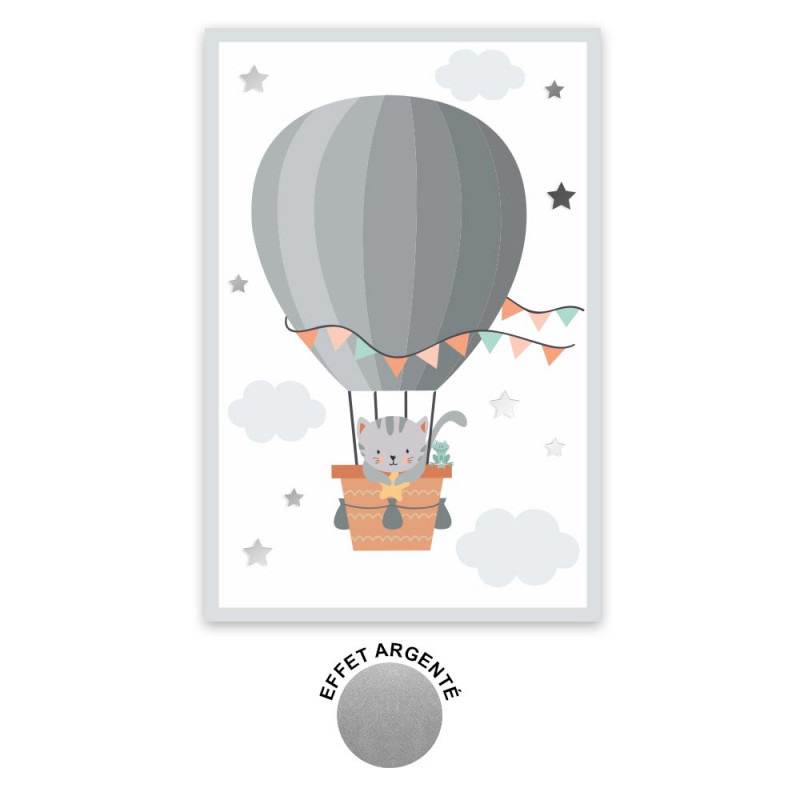 TOILE CHAT MONTGOLFIERE 20X30CMS TOILE CHAT MONTGOLFIERE 20X30CMS