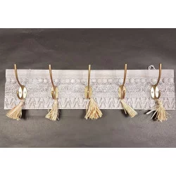 PATÈRE 5 TÊTES EN BOIS MDF ET MÉTAL PLUMERIA 50x20x7cm