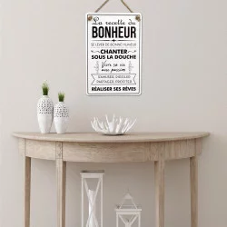 PLAQUE MÉTAL "LA RECETTE DU BONHEUR"