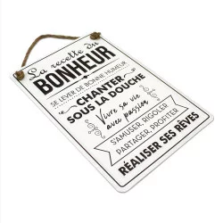 PLAQUE MÉTAL "LA RECETTE DU BONHEUR"