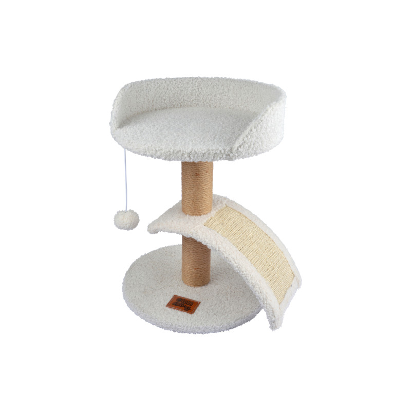 ARBRE À CHAT ÉCRU WOOLY AVEC JOUET ET GRIFFOIR D30xH40cm ARBRE À CHAT ÉCRU WOOLY AVEC JOUET ET GRIFFOIR D30xH40cm