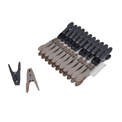 SET DE 24 PINCES À LINGE RONDES PLASTIQUE ANTHRACITE ET TAUPE