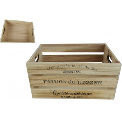 CAISSE EN BOIS "TERROIR" NATUREL XL 40x30xH22cm