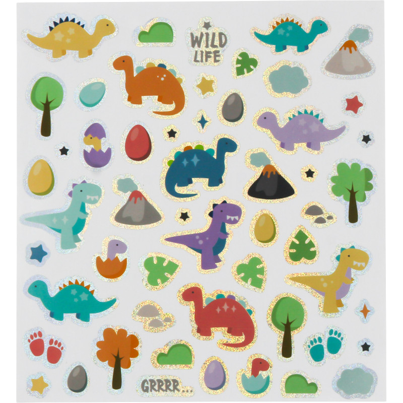 GOMMETTE DINO PHOSPO ET HOLO, COULEURS E