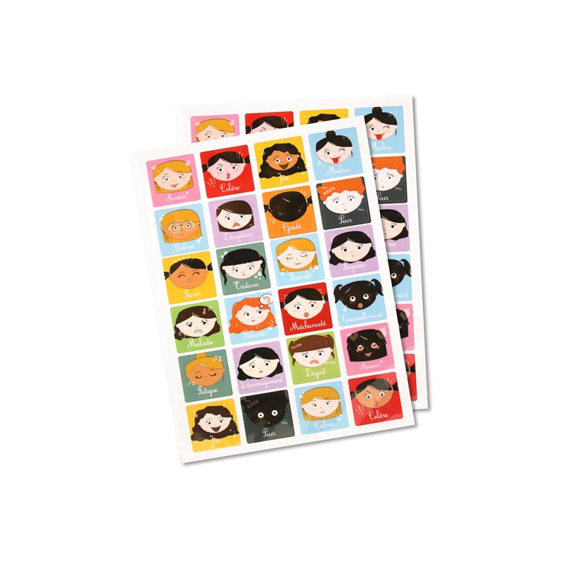 GOMMETTE EMOTIONS FILLES, 3x3CMx48PCS