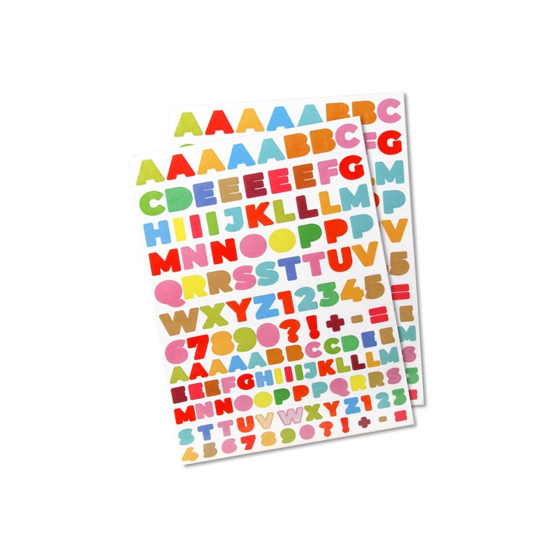 GOMMETTE ALPHABET, COULEURS VIVES ASSORT