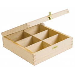 BOITE A THE BOIS 6 COMPARTIMENTS 21x21x8