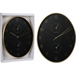 HORLOGE OVALE ALU DORE FOND NOIR 34,5X27