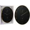 HORLOGE OVALE ALU DORE FOND NOIR 34,5X27