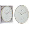HORLOGE OVALE ALU DORE FOND BLANC 34,5X2